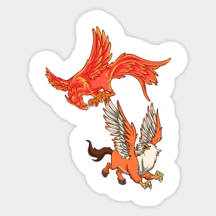 Animals of mythology - Phoenix vs Hippogryph Sticker